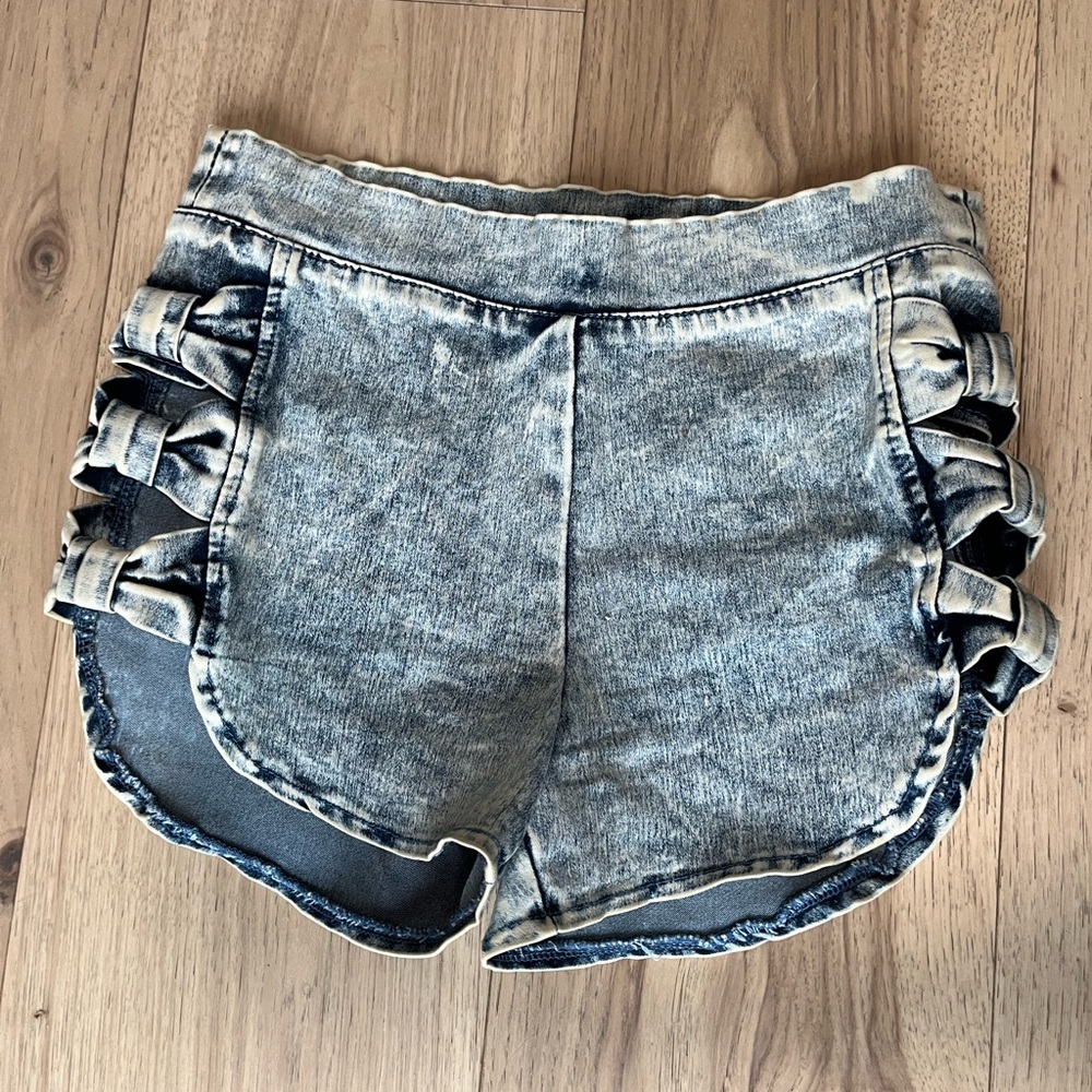 Acid Wash Women's Denim Shorts with Side Cutouts